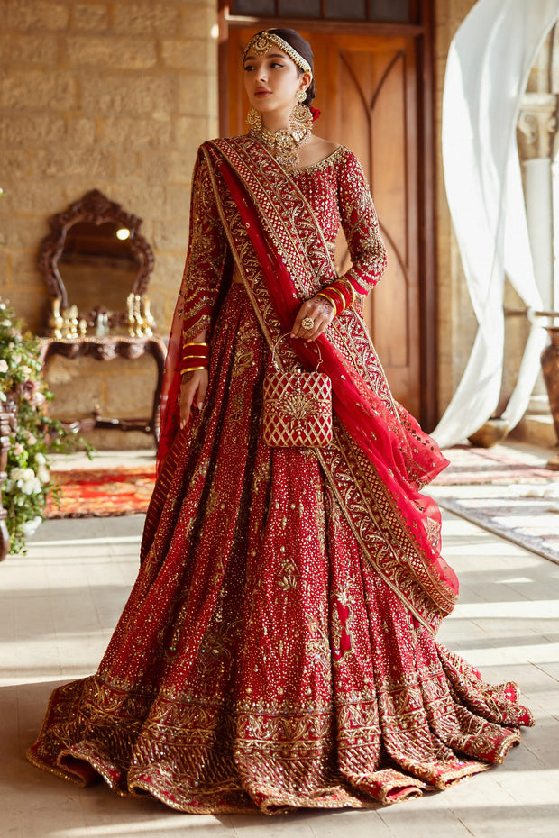 Premium Crimson Red Lehenga Choli Dupatta Bridal Wedding Dress