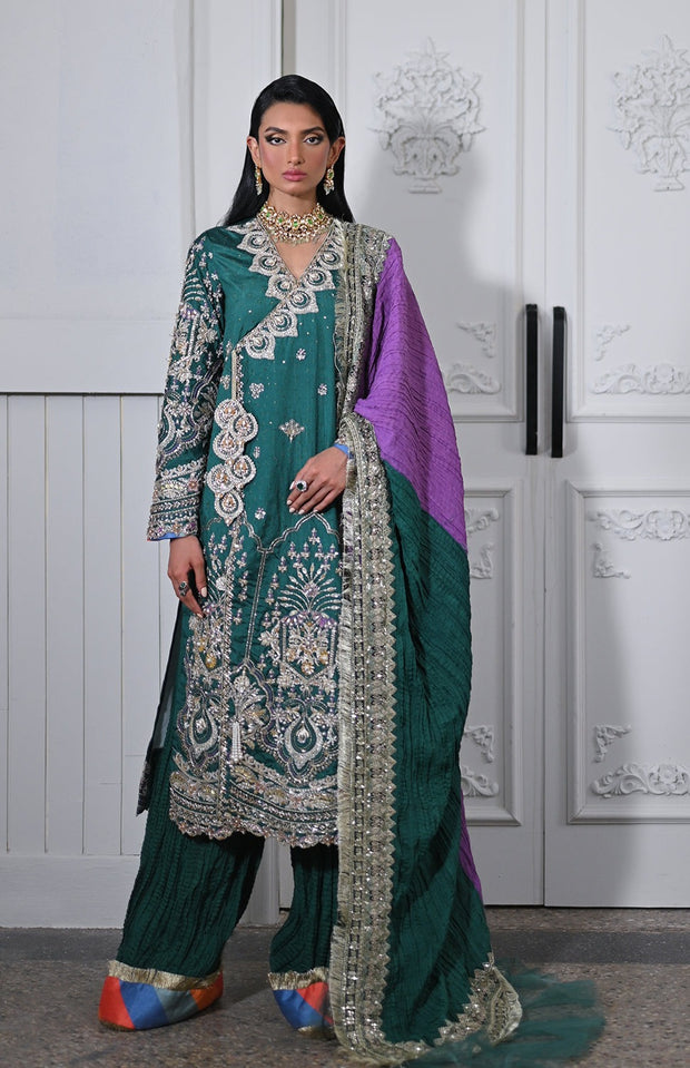 Premium Embellished Royal Green Pakistani Wedding Dress