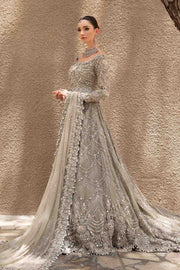 Premium Pakistani Bridal Dress in Grey Gown and Dupatta Style