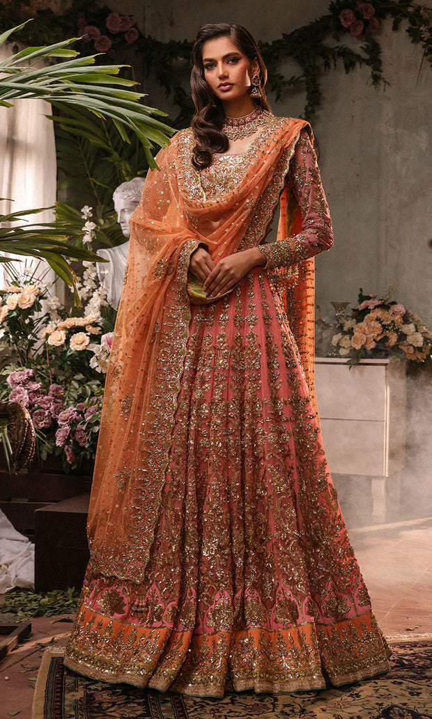 Premium Pakistani Bridal Dress in Pink Lehenga and Choli Style