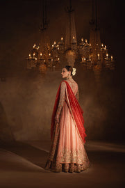 Premium Pakistani Bridal Dress in Pink Pishwas Lehenga Style