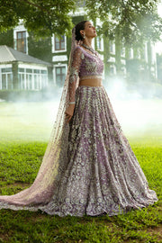 Premium Pakistani Bridal Dress in Purple Lehenga Choli Style