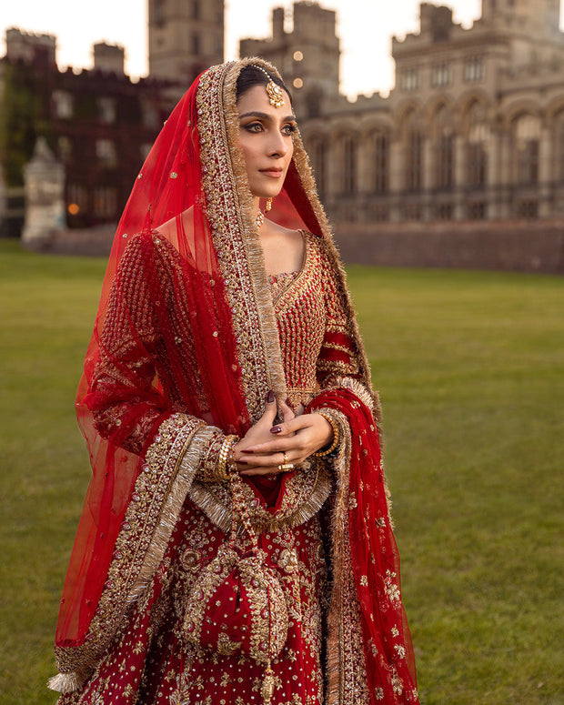 Premium Pakistani Bridal Dress in Raw Silk Lehenga Choli Style