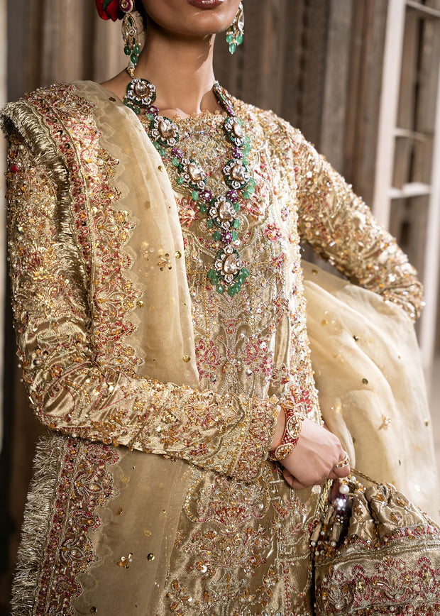 Premium Pakistani Bridal Dress in Tissue Shirt Gharara Style