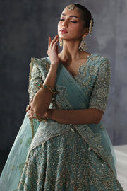 Premium Pakistani Bridal Dress in Turquoise Choli Lehenga Style