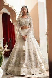 Premium Pakistani Bridal Dress in White Choli and Lehenga Style