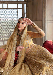 Premium Pakistani Bridal Dress in Yellow Gown Lehenga Style