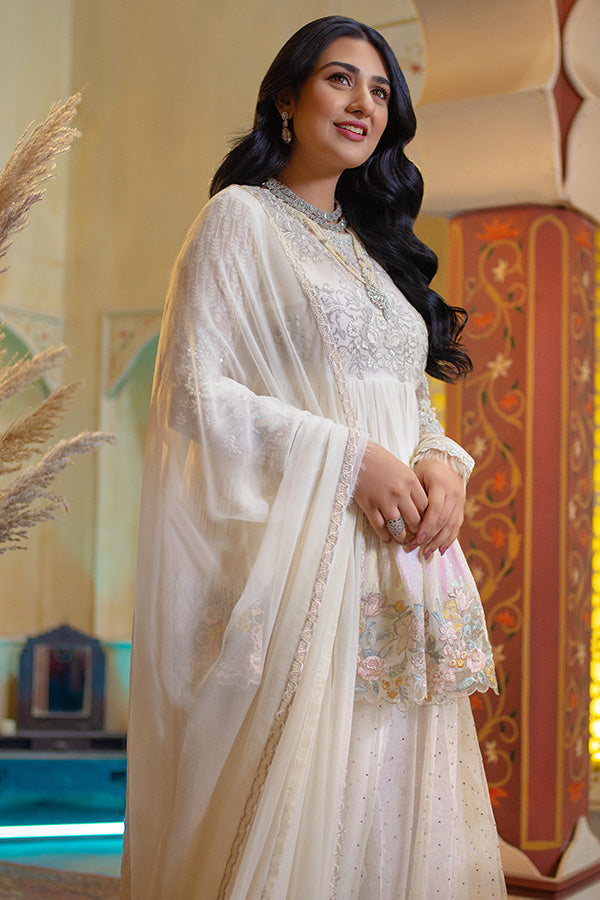 Premium Pakistani Party Dress in Short Frock and Sharara Style