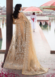 Premium Pakistani Wedding Dress in Golden Pishwas Frock Style