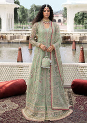 Premium Pakistani Wedding Dress in Green Kameez Sharara Style