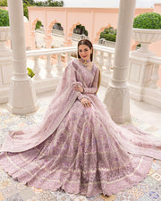 Premium Pakistani Wedding Dress in Lilac Lehenga Choli Style