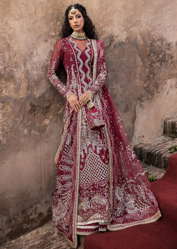 Premium Pakistani Wedding Dress in Maroon Kameez Sharara Style