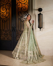 Premium Pakistani Wedding Dress in Mint Green Pishwas Style