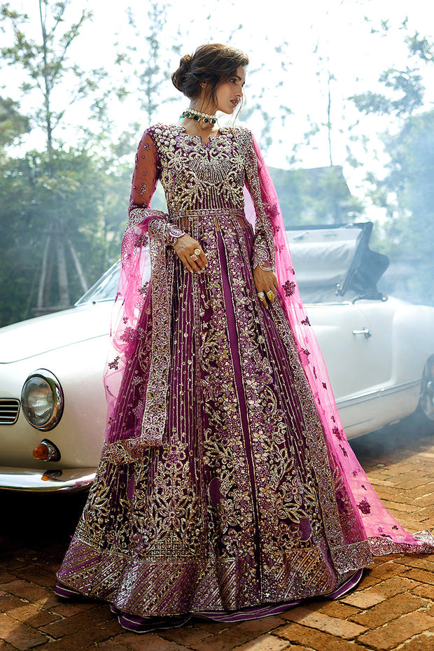 Premium Pakistani Wedding Dress in Net Magenta Pishwas Style