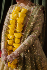 Premium Pakistani Wedding Dress in Pistachio Green Gown Style