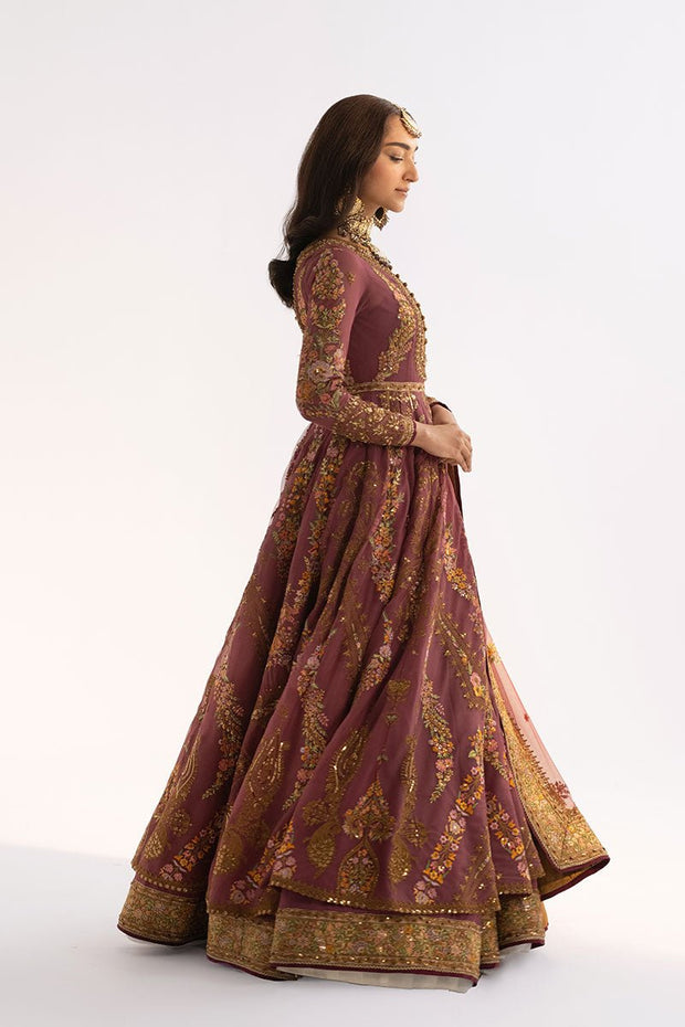 Premium Pakistani Wedding Dress in Purple Anarkali Frock Style