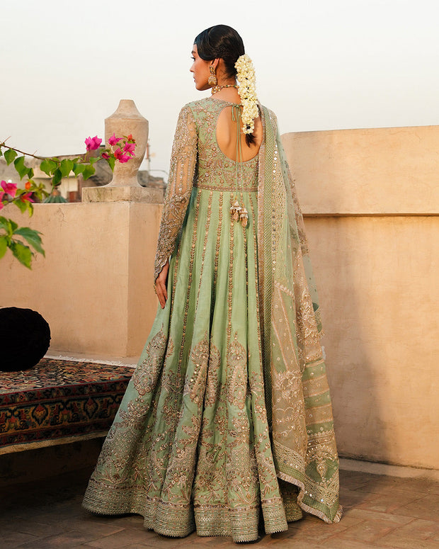 Premium Pakistani Wedding Dress in Raw Silk Pishwas Frock Style