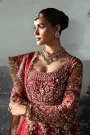 Premium Red Pakistani Bridal Dress in Peshwas and Lehenga Style