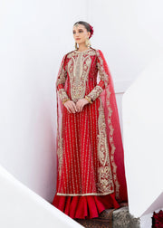 Premium Red Pakistani Wedding Dress in Kameez Sharara Style