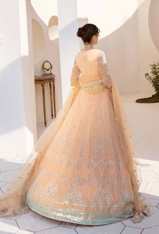 Premium Traditional Pishwas Frock Peach Pakistani Wedding Dress