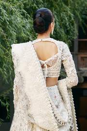 Premium White Pakistani Bridal Dress in Lehenga Choli Style