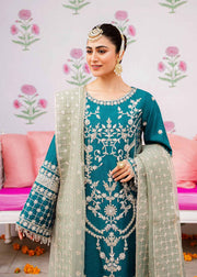 Raw Silk Pakistani Party Dress in Kameez Trouser Style Online