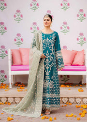 Raw Silk Pakistani Party Dress in Kameez Trouser Style