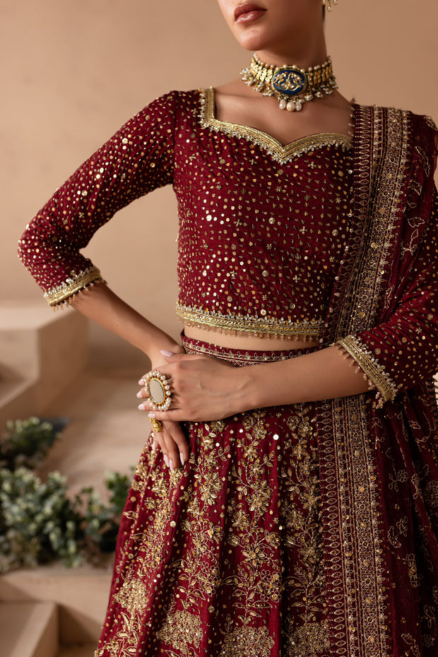 Red Choli Lehenga Dupatta Pakistani Bridal Dress