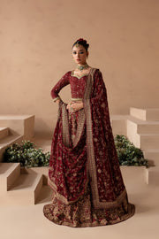 Red Choli Lehenga and Dupatta Pakistani Bridal Dress Online