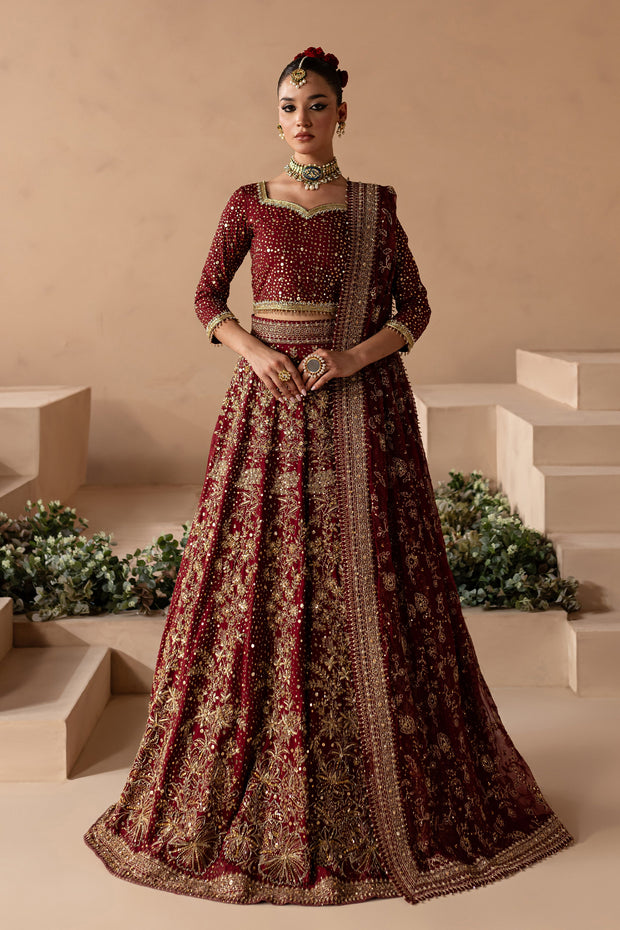 Red Choli Lehenga and Dupatta Pakistani Bridal Dress