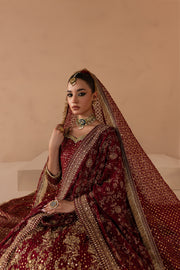 Red Choli Lehenga and Dupatta Pakistani Bridal Wear