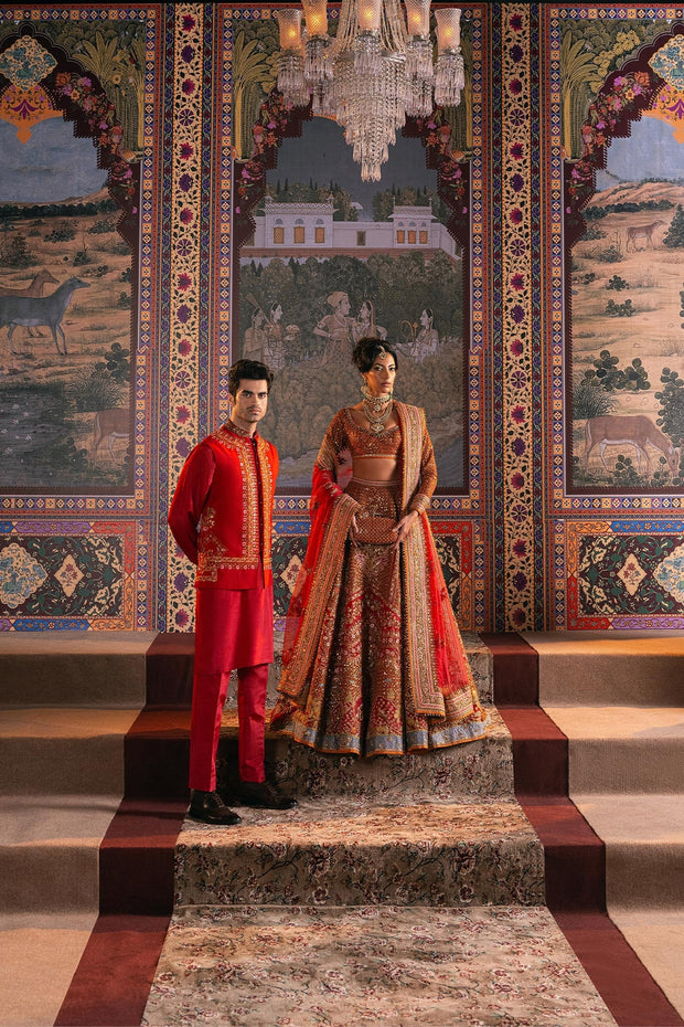 Red Lehenga Choli and Dupatta Bridal Wedding Dress