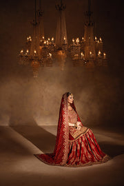 Red Pakistani Bridal Dress in Gharara and Kameez Style Online