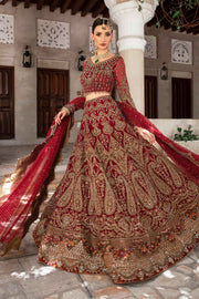 Red Pakistani Bridal Dress in Lehenga Choli Style