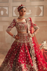 Red Pakistani Bridal Dress in Royal Lehenga Choli Style