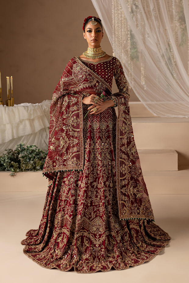 Red Pakistani Bridal Dress in Wedding Choli Lehenga Style