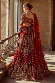 Red Pakistani Bridal Outfit in Lehenga Choli Style Online