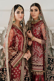 Red Pakistani Party Dress in Kameez Gharara Style