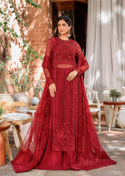 Red Pakistani Party Dress in Kameez and Sharara Style