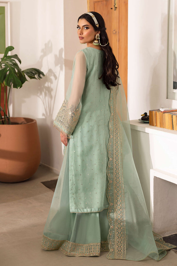 Royal Aqua Blue Crafted Pakistani Wedding Dress Kameez Sharara