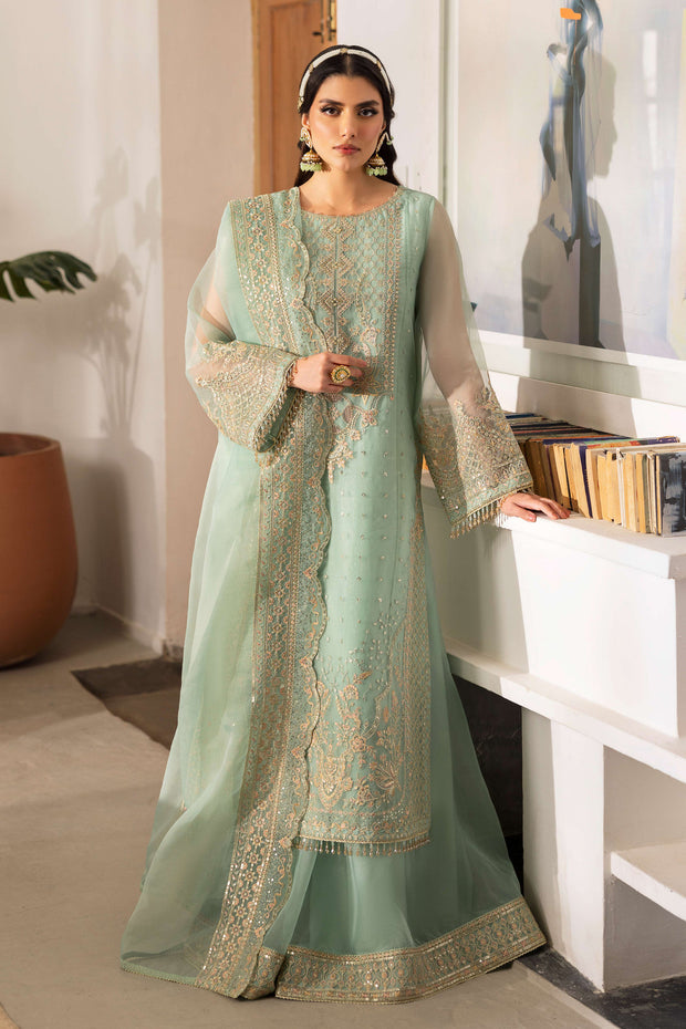 Royal Aqua Blue Elegantly Crafted Pakistani Wedding Dress Kameez Sharara