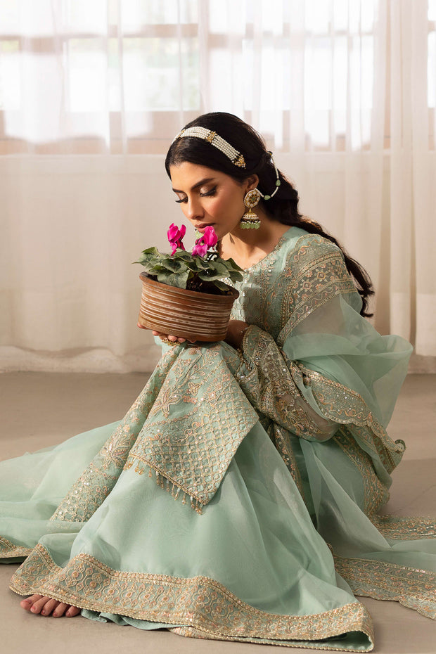 Royal Aqua Blue Elegantly Crafted Pakistani Wedding Dress Sharara