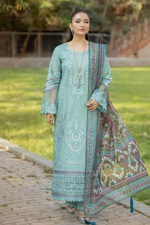 Royal Aqua Green Embroidered Pakistani Salwar Kameez Dupatta Suit