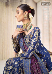 Royal Blue Embroidered Pakistani Dress in Kameez Gharara Style