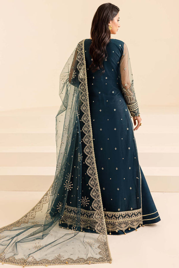 Royal Blue Embroidered Pakistani Wedding Dress Gown Pishwas Style