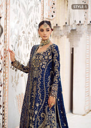 Royal Blue Embroidered Pakistani Wedding Kameez Gharara Style