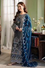 Royal Blue Grey Embroidered Pakistani Salwar Kameez