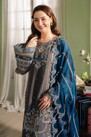 Royal Blue Grey Shade Embroidered Pakistani Salwar Kameez