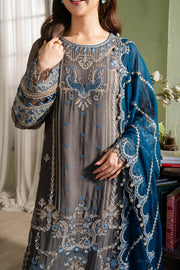 Royal Blue Grey Shade Pakistani Salwar Kameez