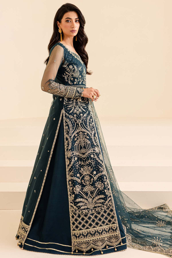 Royal Blue Pakistani Wedding Dress in Gown Pishwas Style